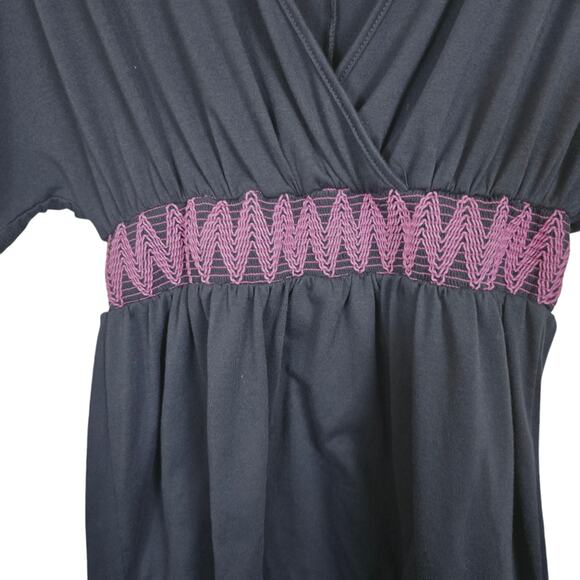 Cupshe Contrast Embroidery Smocked Mini Navy Dress Beachy Vacation Coverup S - Picture 4 of 11